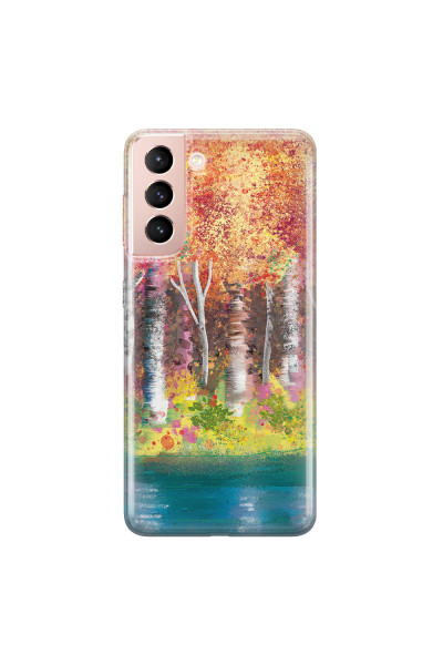 SAMSUNG - Galaxy S21 - Soft Clear Case - Calm Birch Trees