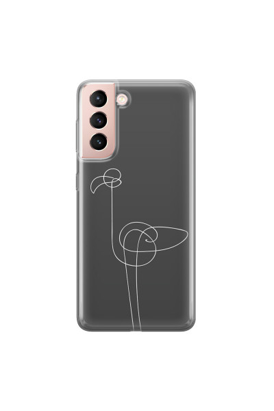 SAMSUNG - Galaxy S21 - Soft Clear Case - Flamingo Drawing