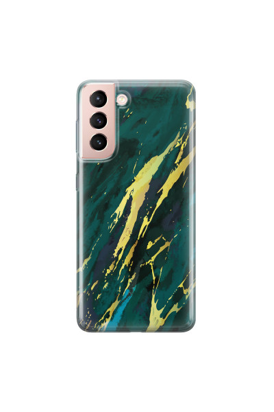 SAMSUNG - Galaxy S21 - Soft Clear Case - Marble Emerald Green
