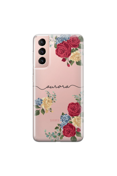 SAMSUNG - Galaxy S21 - Soft Clear Case - Red Floral Handwritten
