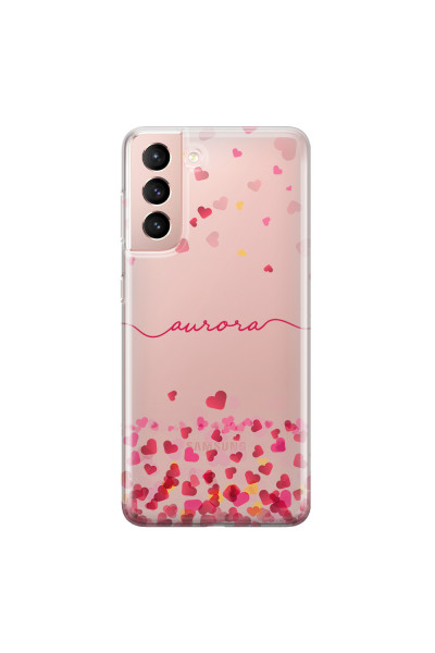 SAMSUNG - Galaxy S21 - Soft Clear Case - Scattered Hearts