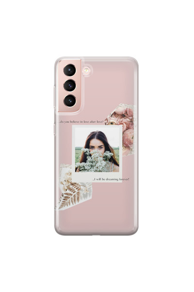 SAMSUNG - Galaxy S21 - Soft Clear Case - Vintage Pink Collage Phone Case