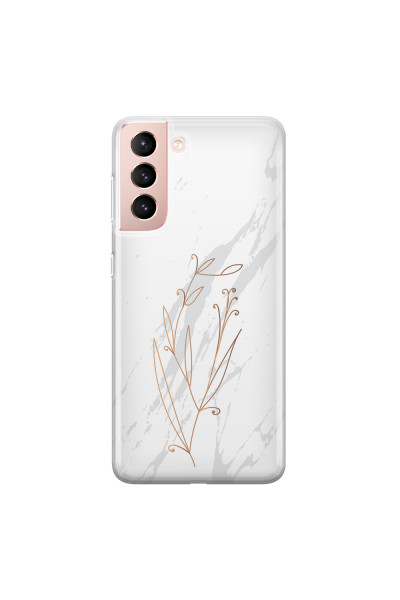 SAMSUNG - Galaxy S21 - Soft Clear Case - White Marble Flowers
