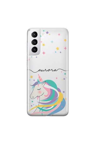 SAMSUNG - Galaxy S21 Plus - Soft Clear Case - Clear Unicorn Handwritten