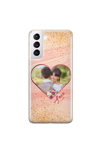 SAMSUNG - Galaxy S21 Plus - Soft Clear Case - Glitter Love Heart Photo