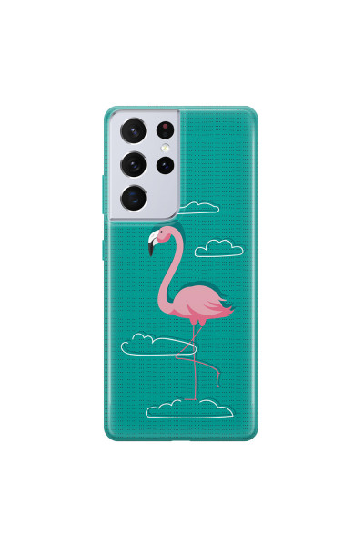 SAMSUNG - Galaxy S21 Ultra - Soft Clear Case - Cartoon Flamingo