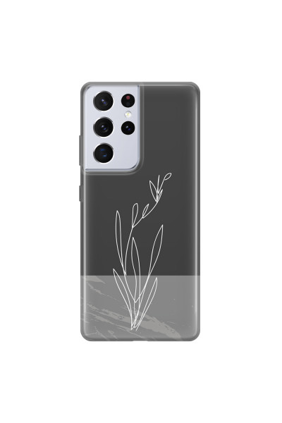 SAMSUNG - Galaxy S21 Ultra - Soft Clear Case - Dark Grey Marble Flower