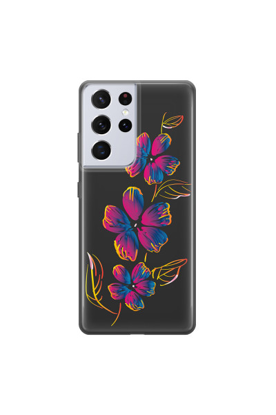 SAMSUNG - Galaxy S21 Ultra - Soft Clear Case - Spring Flowers In The Dark