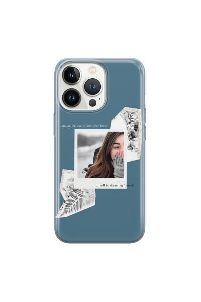 APPLE - iPhone 13 Pro Max - Soft Clear Case - Vintage Blue Collage Phone Case