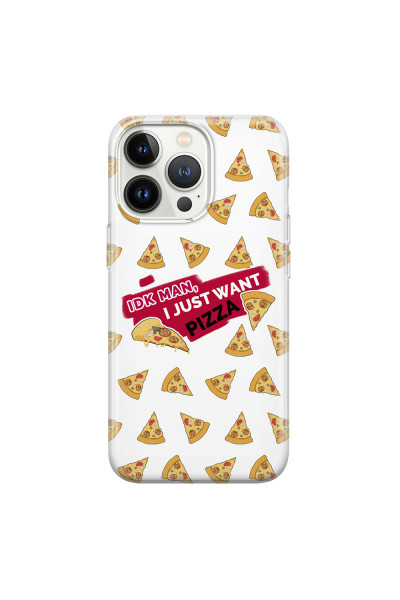APPLE - iPhone 13 Pro Max - Soft Clear Case - Want Pizza Men Phone Case