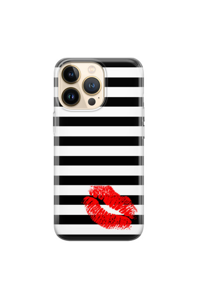 APPLE - iPhone 13 Pro - Soft Clear Case - B&W Lipstick