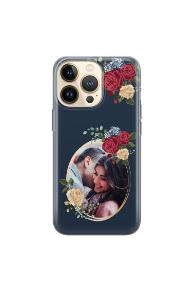 APPLE - iPhone 13 Pro - Soft Clear Case - Blue Floral Mirror Photo