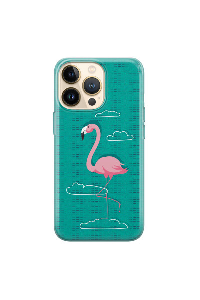 APPLE - iPhone 13 Pro - Soft Clear Case - Cartoon Flamingo