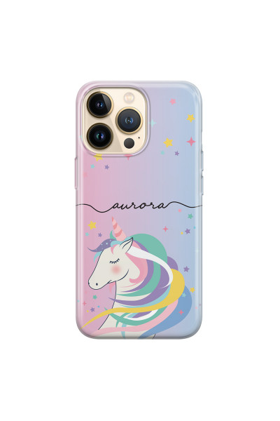 APPLE - iPhone 13 Pro - Soft Clear Case - Pink Unicorn Handwritten