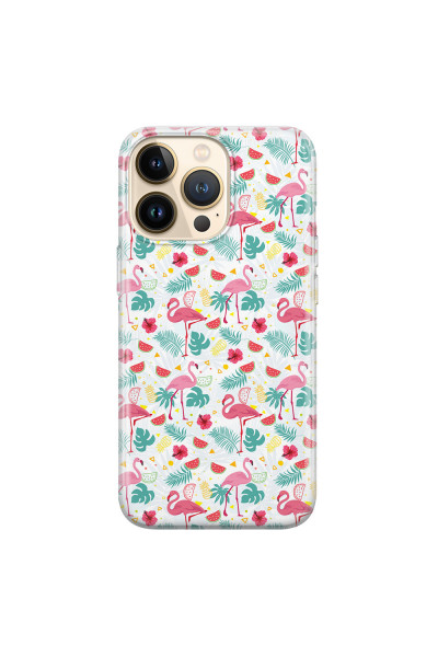 APPLE - iPhone 13 Pro - Soft Clear Case - Tropical Flamingo II
