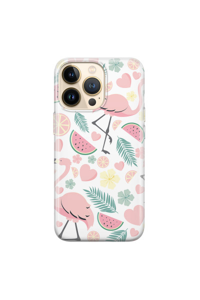 APPLE - iPhone 13 Pro - Soft Clear Case - Tropical Flamingo III