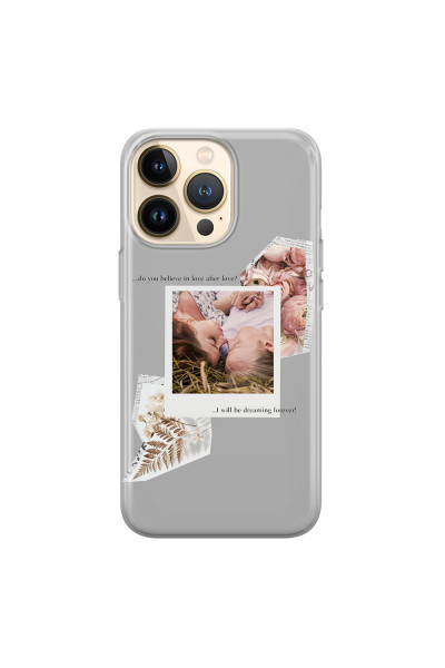 APPLE - iPhone 13 Pro - Soft Clear Case - Vintage Grey Collage Phone Case