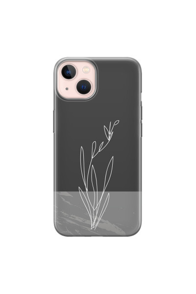 APPLE - iPhone 13 Mini - Soft Clear Case - Dark Grey Marble Flower