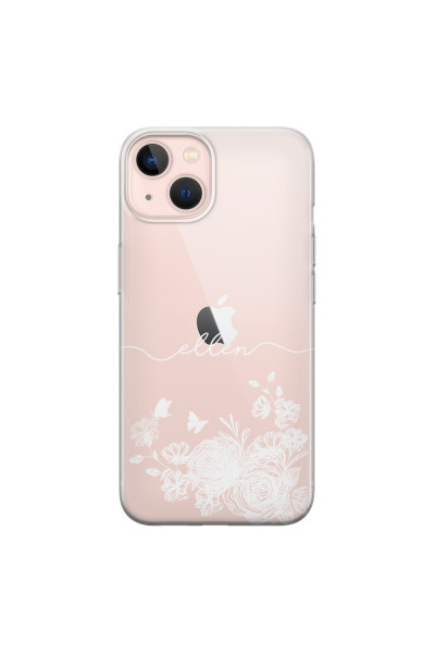APPLE - iPhone 13 Mini - Soft Clear Case - Handwritten White Lace