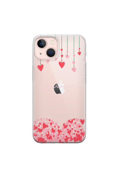 APPLE - iPhone 13 Mini - Soft Clear Case - Love Hearts Strings Pink