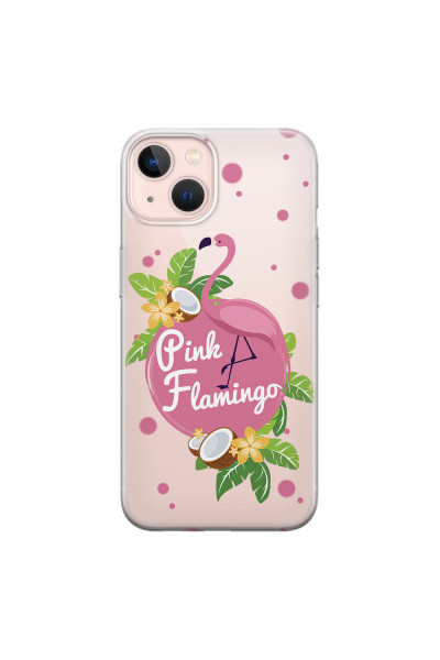 APPLE - iPhone 13 Mini - Soft Clear Case - Pink Flamingo