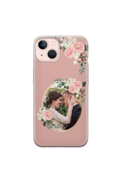 APPLE - iPhone 13 Mini - Soft Clear Case - Pink Floral Mirror Photo