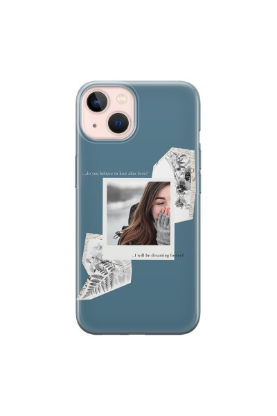 APPLE - iPhone 13 Mini - Soft Clear Case - Vintage Blue Collage Phone Case