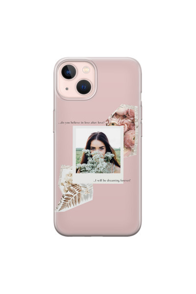 APPLE - iPhone 13 Mini - Soft Clear Case - Vintage Pink Collage Phone Case