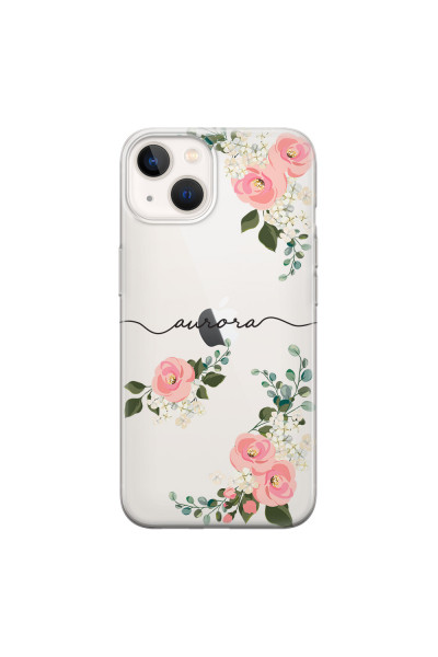 APPLE - iPhone 13 - Soft Clear Case - Pink Floral Handwritten