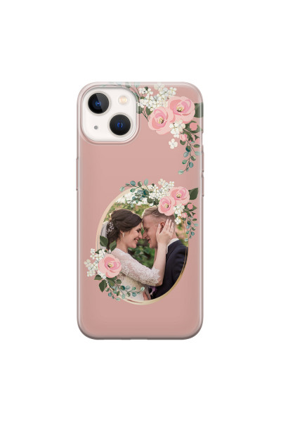 APPLE - iPhone 13 - Soft Clear Case - Pink Floral Mirror Photo