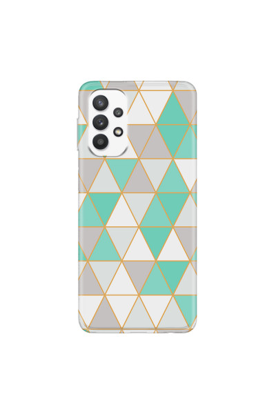 SAMSUNG - Galaxy A32 - Soft Clear Case - Green Triangle Pattern