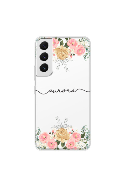 SAMSUNG - Galaxy S22 Plus - Soft Clear Case - Gold Floral Handwritten Dark