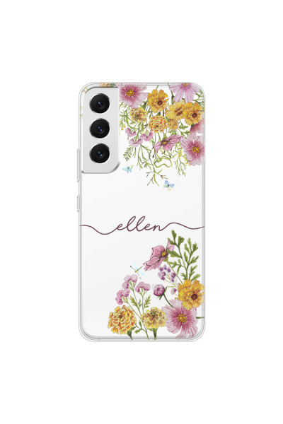 SAMSUNG - Galaxy S22 Plus - Soft Clear Case - Meadow Garden with Monogram Red