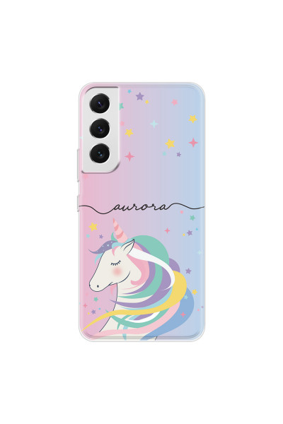 SAMSUNG - Galaxy S22 Plus - Soft Clear Case - Pink Unicorn Handwritten