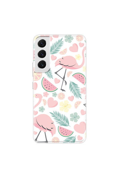 SAMSUNG - Galaxy S22 Plus - Soft Clear Case - Tropical Flamingo III