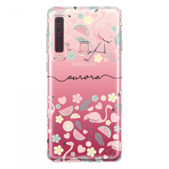 SAMSUNG - Galaxy A9 2018 - Soft Clear Case - Monogram Flamingo Pattern III