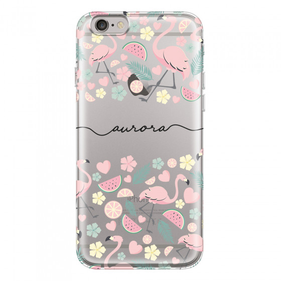 APPLE - iPhone 6S - Soft Clear Case - Monogram Flamingo Pattern III