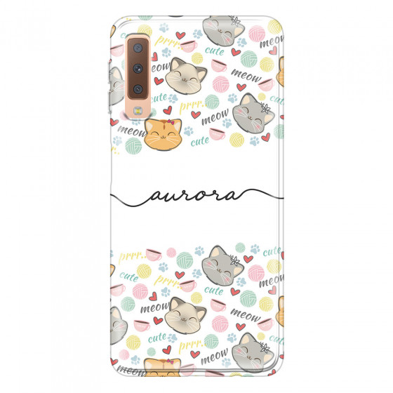 SAMSUNG - Galaxy A7 2018 - Soft Clear Case - Cute Kitten Pattern