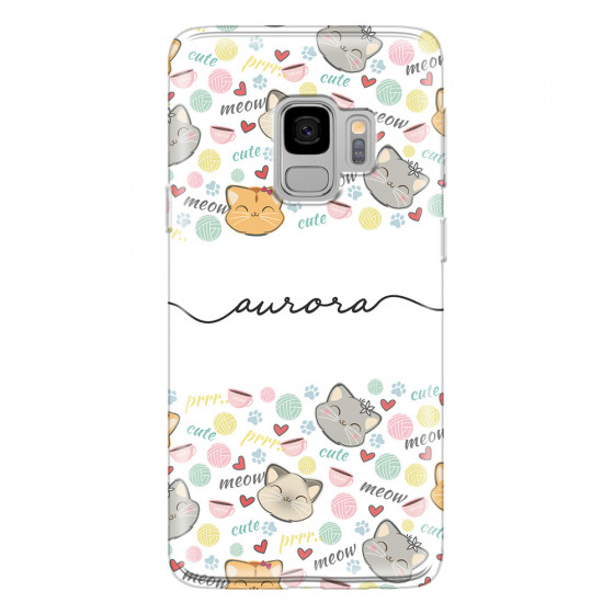 SAMSUNG - Galaxy S9 - Soft Clear Case - Cute Kitten Pattern