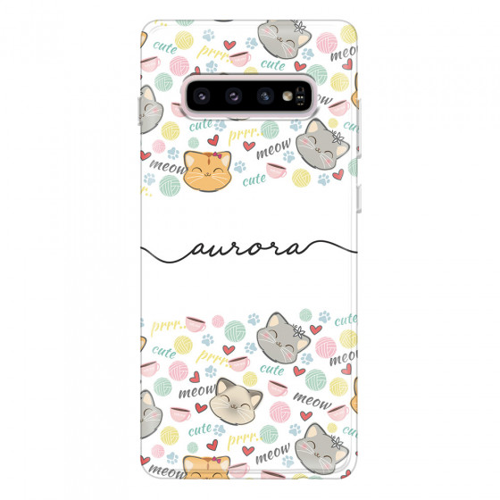 SAMSUNG - Galaxy S10 - Soft Clear Case - Cute Kitten Pattern