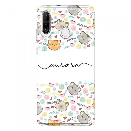 HUAWEI - P30 Lite - Soft Clear Case - Cute Kitten Pattern
