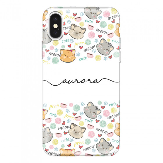 APPLE - iPhone X - Soft Clear Case - Cute Kitten Pattern