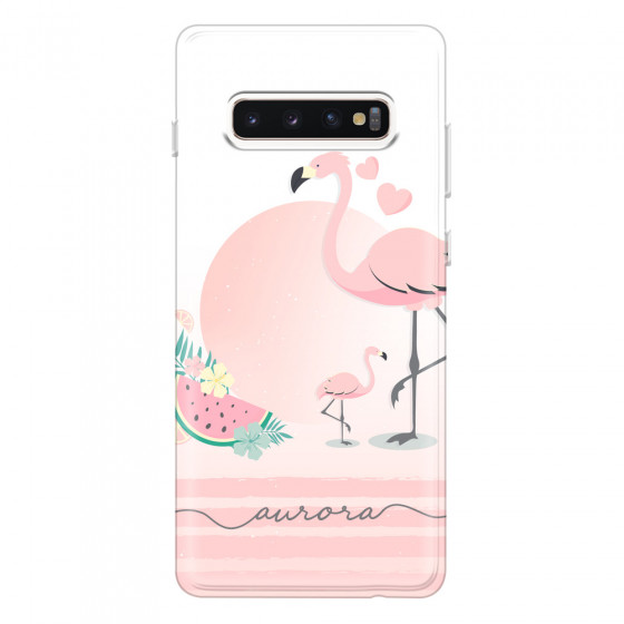 SAMSUNG - Galaxy S10 Plus - Soft Clear Case - Flamingo Vibes Handwritten