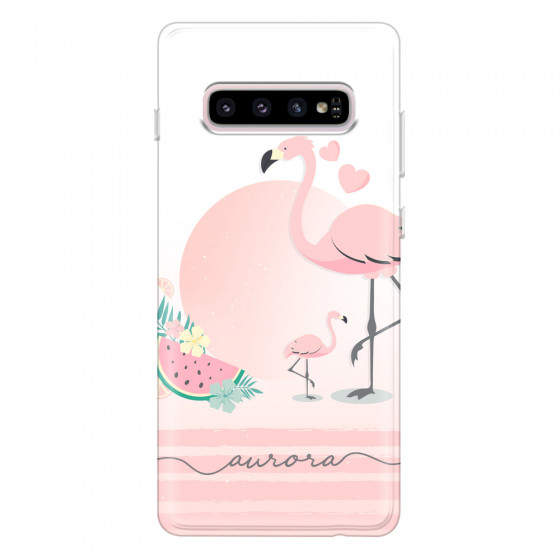 SAMSUNG - Galaxy S10 - Soft Clear Case - Flamingo Vibes Handwritten