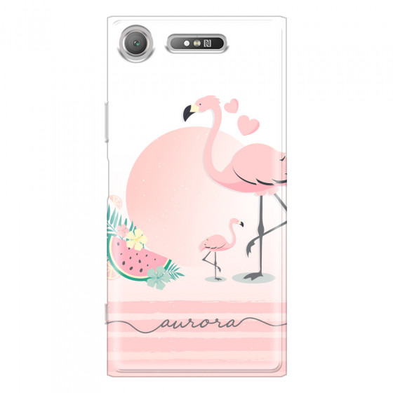 SONY - Sony XZ1 - Soft Clear Case - Flamingo Vibes Handwritten