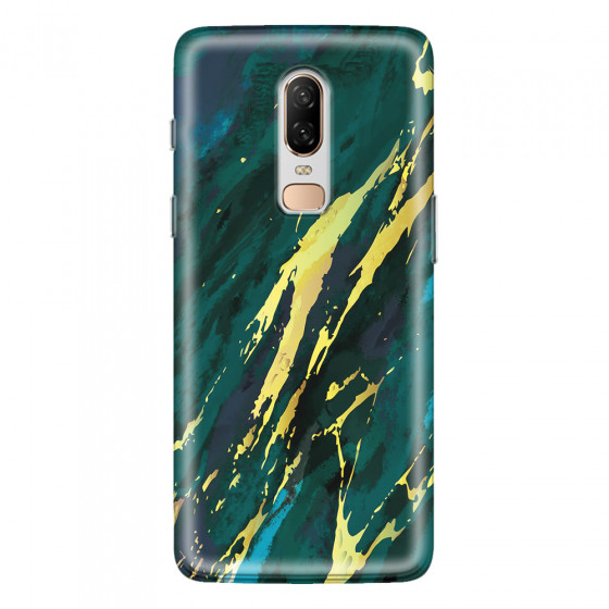 ONEPLUS - OnePlus 6 - Soft Clear Case - Marble Emerald Green