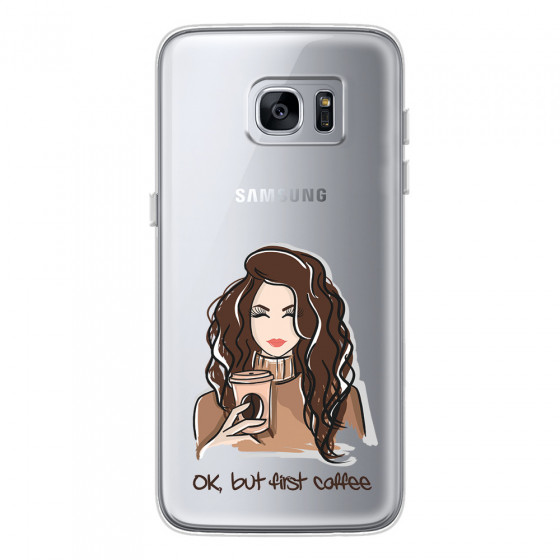 SAMSUNG - Galaxy S7 Edge - Soft Clear Case - But First Coffee