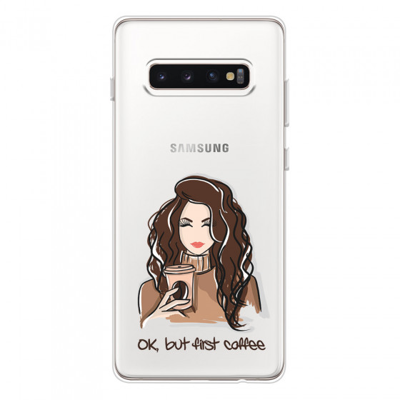 SAMSUNG - Galaxy S10 Plus - Soft Clear Case - But First Coffee
