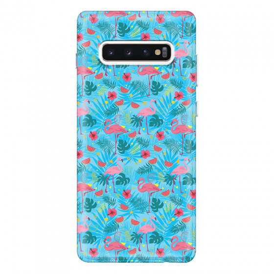 SAMSUNG - Galaxy S10 Plus - Soft Clear Case - Tropical Flamingo IV