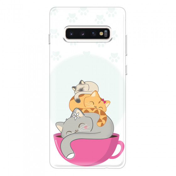SAMSUNG - Galaxy S10 Plus - Soft Clear Case - Sleep Tight Kitty